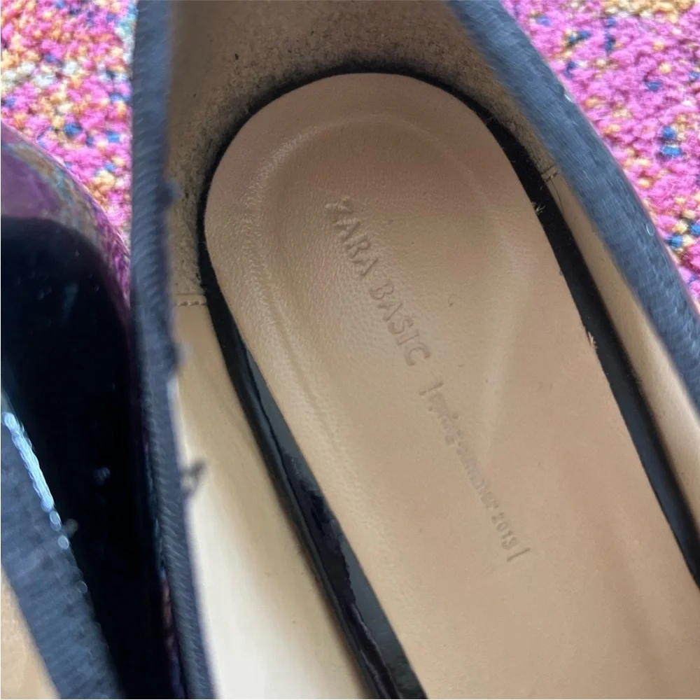 Zara | Women’s Elegant Black Patent Tassel Loafers Low Heel, Euro Size 38 US 7.5